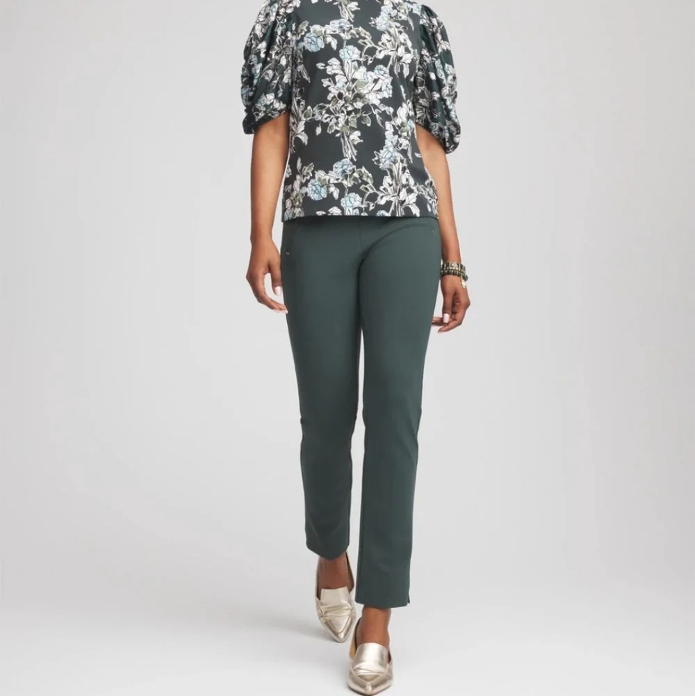 Chico's Green Ankle Pants Women's Size 14 Juliet Slim Trim Stretch Office NWT - Picture 11 of 11